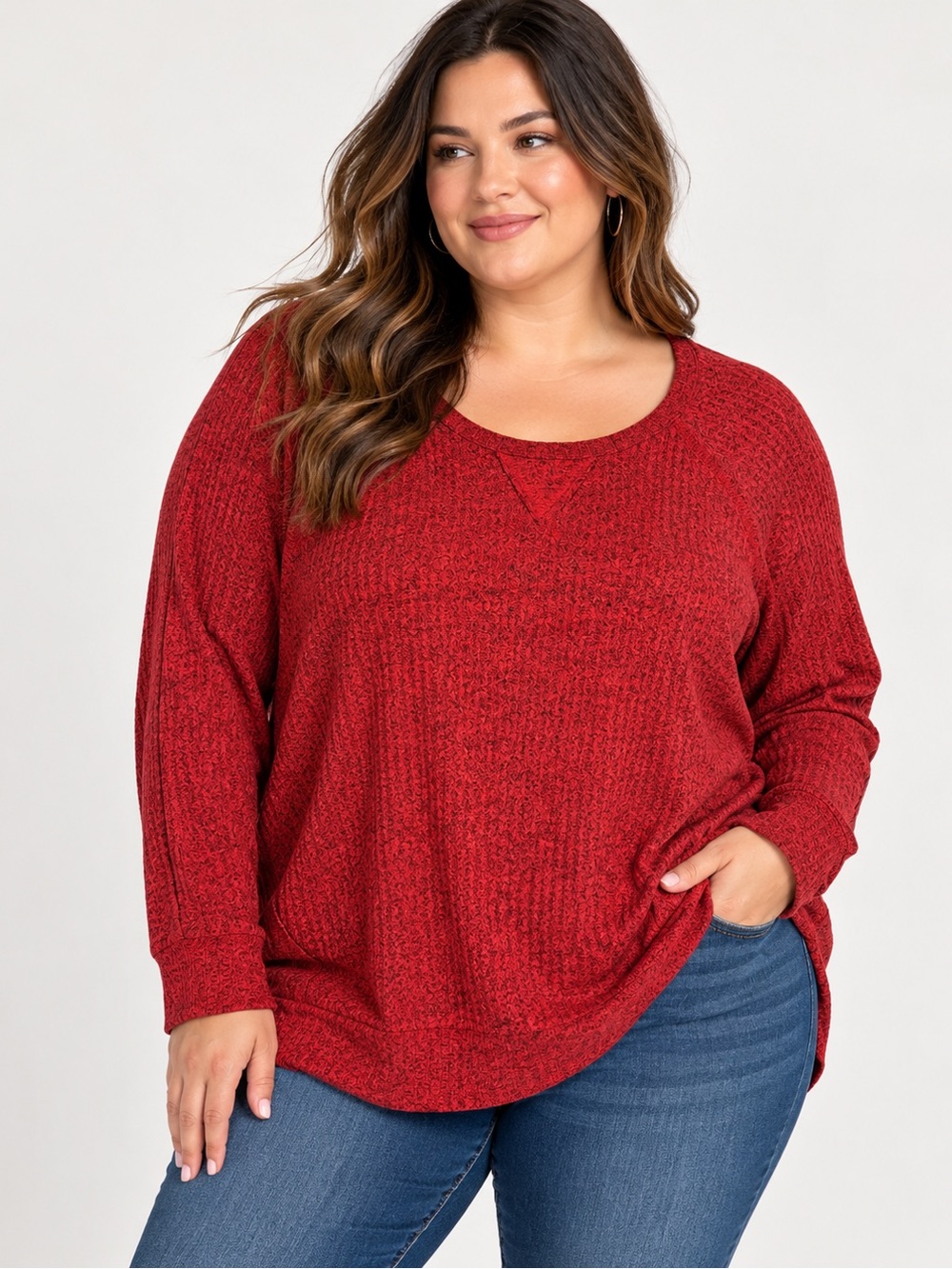 Torrid Red Knit Scoop Neck Sweater Size 3X Casual Relaxed Fit Fall Winter